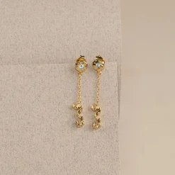 EMILIA BLUE TOPAZ GOLDEN EARRING