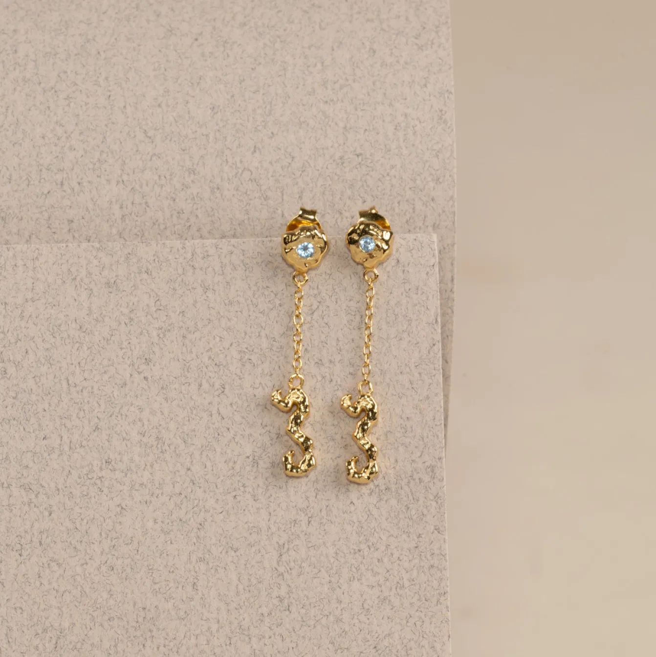 EMILIA BLUE TOPAZ GOLDEN EARRING