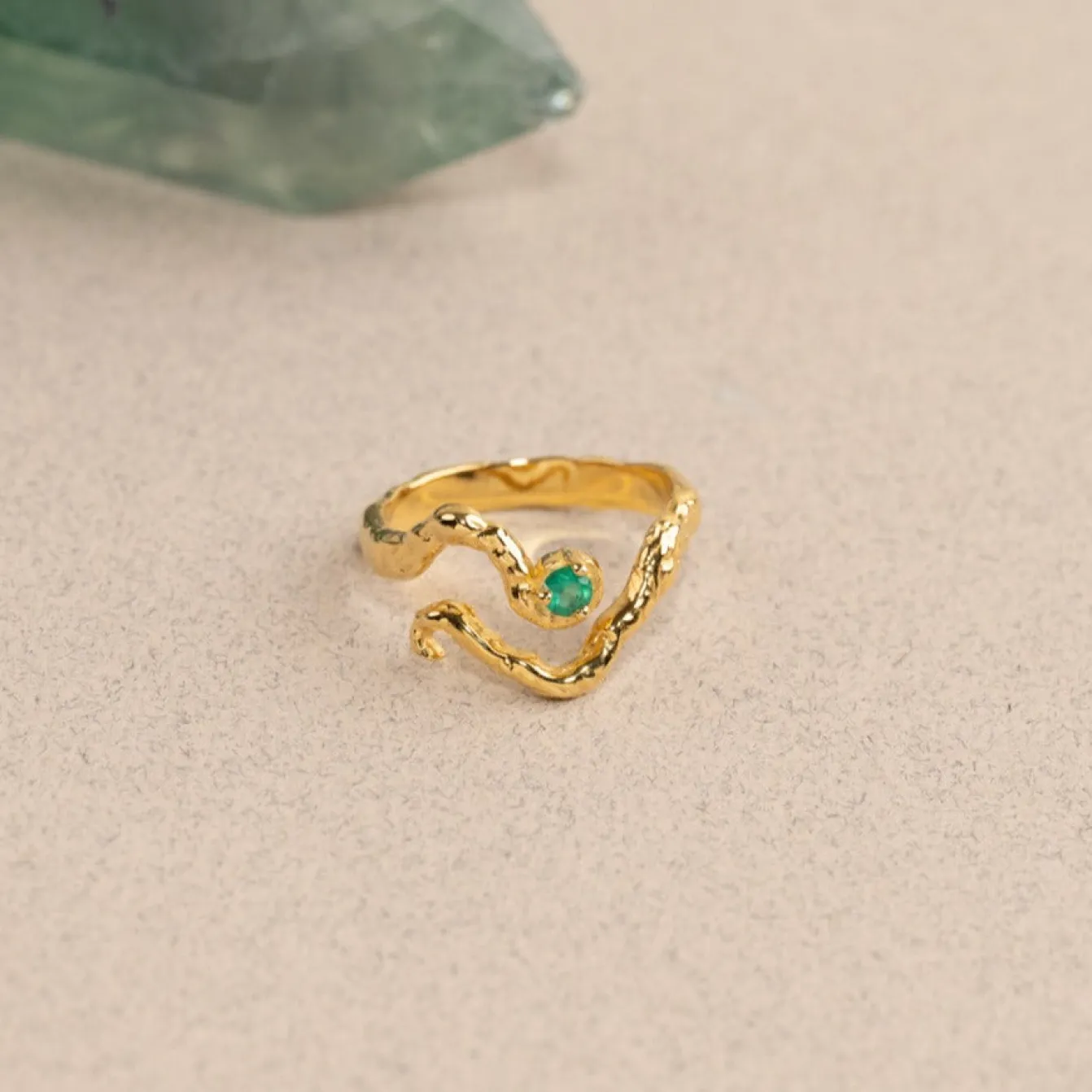 EMILIA GREEN AGATE GOLDEN RING