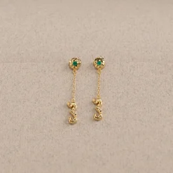 EMILIA GREEN AGATE GOLDEN EARRING