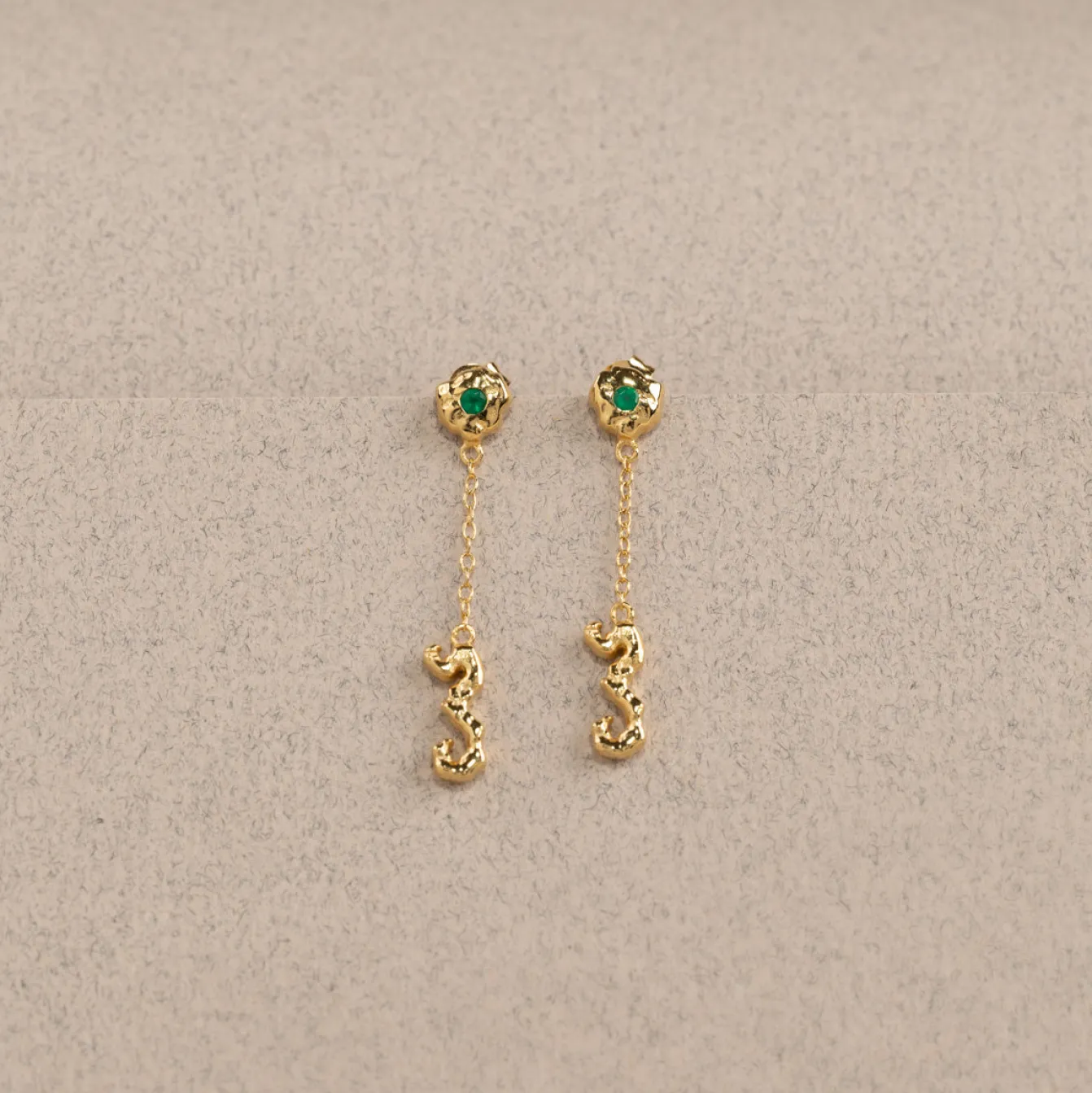 EMILIA GREEN AGATE GOLDEN EARRING
