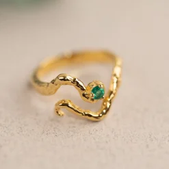 EMILIA GREEN AGATE GOLDEN RING