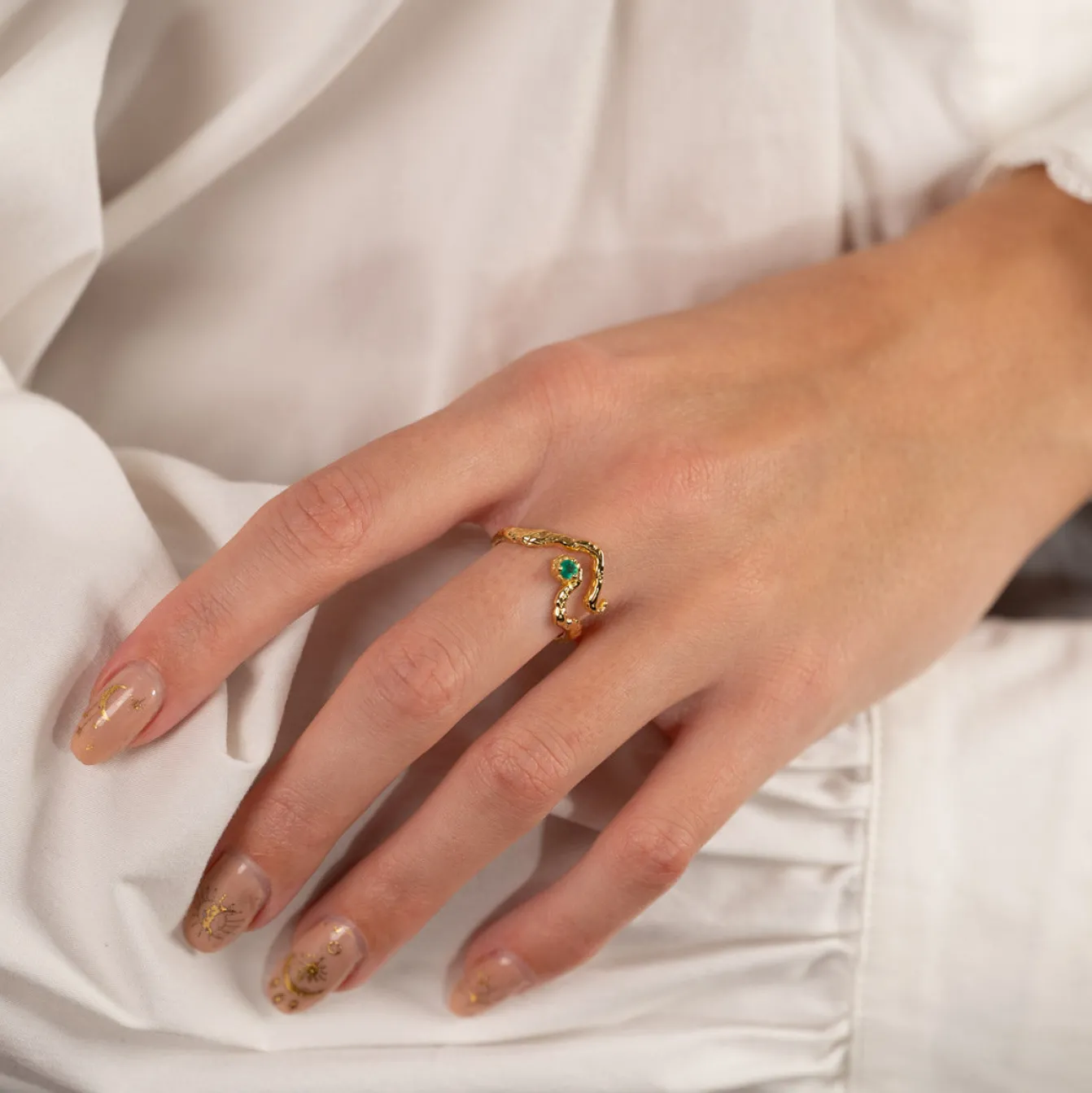 EMILIA GREEN AGATE GOLDEN RING