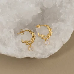 EMILIA MOONSTONE GOLDEN CREOL EARRING