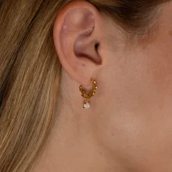 EMILIA MOONSTONE GOLDEN CREOL EARRING