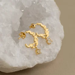 EMILIA MOONSTONE GOLDEN CREOL EARRING