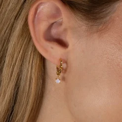 EMILIA MOONSTONE GOLDEN CREOL EARRING