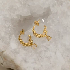 EMILIA MOONSTONE GOLDEN CREOL EARRING