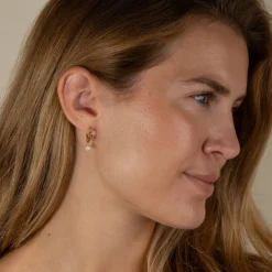 EMILIA MOONSTONE GOLDEN CREOL EARRING