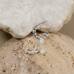 EMILIA MOONSTONE SILVER CREOL EARRING