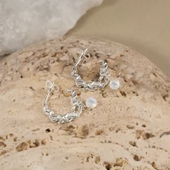 EMILIA MOONSTONE SILVER CREOL EARRING