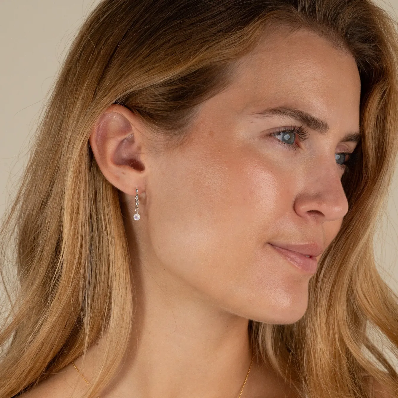 EMILIA MOONSTONE SILVER CREOL EARRING