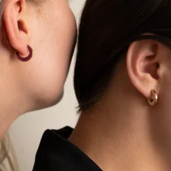 EMMA BORDEAUX ROSE SMALL GOLDEN CREOL EARRING - Sisi Copenhagen
