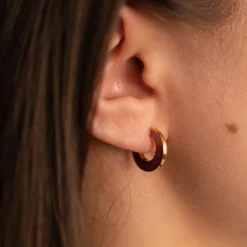 EMMA BORDEAUX ROSE SMALL GOLDEN CREOL EARRING - Sisi Copenhagen