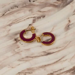 EMMA BORDEAUX ROSE SMALL GOLDEN CREOL EARRING - Sisi Copenhagen