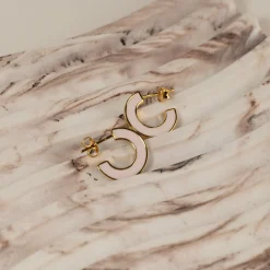 EMMA BORDEAUX ROSE SMALL GOLDEN CREOL EARRING - Sisi Copenhagen