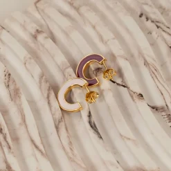 EMMA BORDEAUX ROSE SMALL GOLDEN CREOL EARRING - Sisi Copenhagen