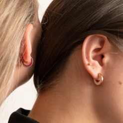EMMA BORDEAUX ROSE SMALL GOLDEN CREOL EARRING - Sisi Copenhagen