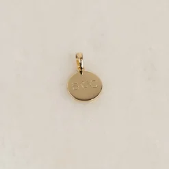 ENGRAVEABLE ROUND SOLID GOLD PENDANT - 12mm