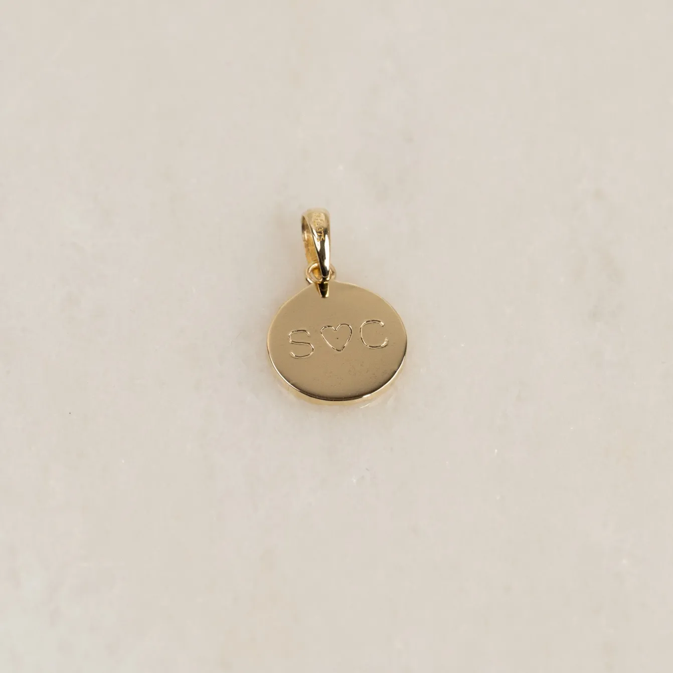 ENGRAVEABLE ROUND SOLID GOLD PENDANT - 12mm