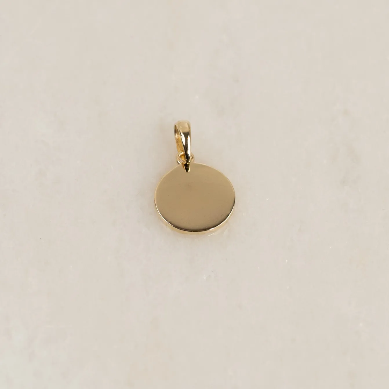 ENGRAVEABLE ROUND SOLID GOLD PENDANT - 12mm