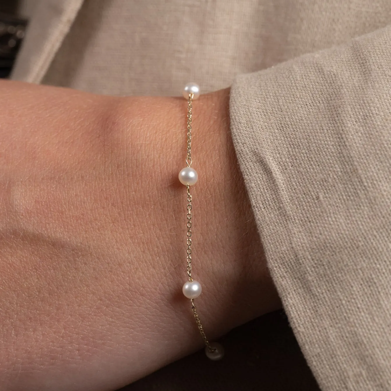 ERICA PEARL SOLID GOLD BRACELET - Sisi Copenhagen