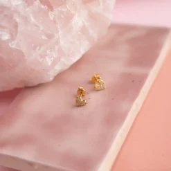ESME CRYSTAL GOLDEN STUD EARRING - Sisi Copenhagen
