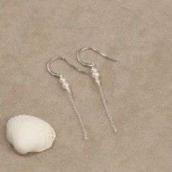EVIE PEARL SILVER DROP EARRING