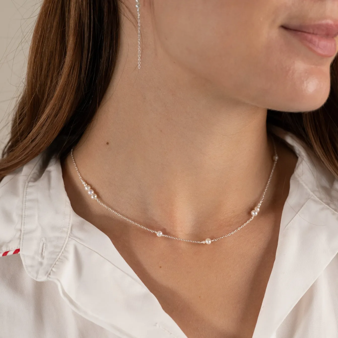 EVIE PEARL SILVER NECKLACE