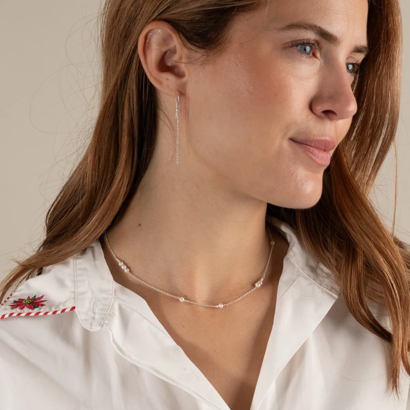 EVIE PEARL SILVER NECKLACE