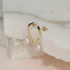 FAYE PEARL SOLID GOLD EARRING