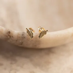 FEATHER SOLID GOLD STUD EARRING