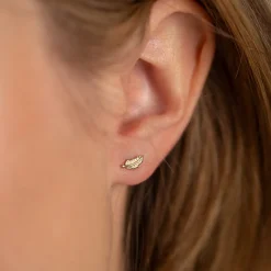 FEATHER SOLID GOLD STUD EARRING