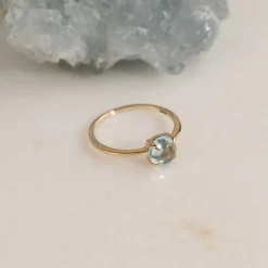 GABI BLUE TOPAZ SOLID GOLD RING