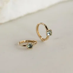 GABRIELLA BLUE TOPAZ SOLID GOLD CREOL EARRING