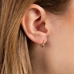 GABRIELLA BLUE TOPAZ SOLID GOLD CREOL EARRING
