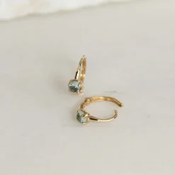 GABRIELLA BLUE TOPAZ SOLID GOLD CREOL EARRING