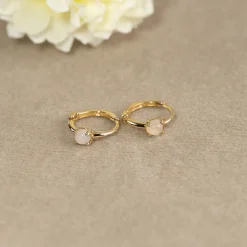 GABRIELLA MOONSTONE SOLID GOLD CREOL EARRING