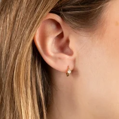GABRIELLA MOONSTONE SOLID GOLD CREOL EARRING