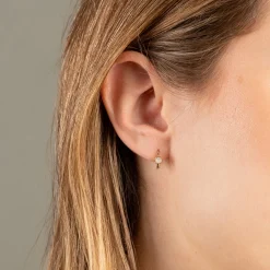 GABRIELLA MOONSTONE SOLID GOLD CREOL EARRING