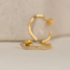 GAIA CRYSTAL GOLDEN CREOL EARRING