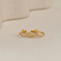GAIA CRYSTAL GOLDEN CREOL EARRING