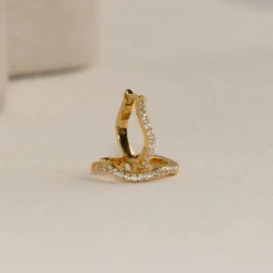GAIA CRYSTAL GOLDEN HUGGIE EARRING