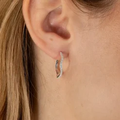 GAIA CRYSTAL SILVER CREOL EARRING