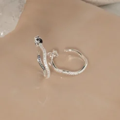 GAIA CRYSTAL SILVER CREOL EARRING