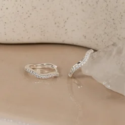 GAIA CRYSTAL SILVER HUGGIE EARRING