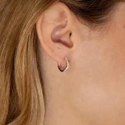 GAIA CRYSTAL SILVER HUGGIE EARRING