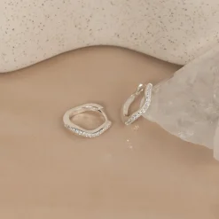 GAIA CRYSTAL SILVER HUGGIE EARRING