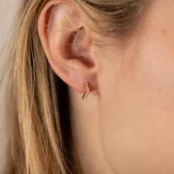 GALIA CRYSTAL SMALL GOLDEN HUGGIE EARRING