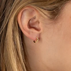 GALIA CRYSTAL SMALL GOLDEN HUGGIE EARRING